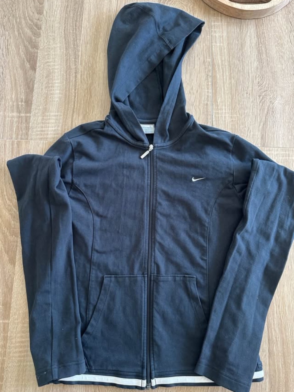 Nike Black Full-Zip Hooded Sweatshirt with White Swoosh